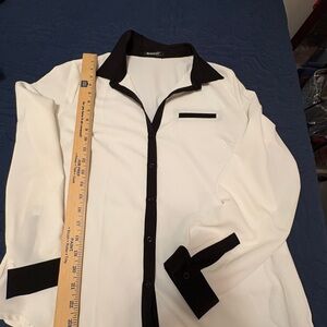 Allegra K Black and White Collared Shirt